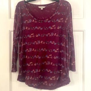 Lucky brand Burgundy shirt with flowers
